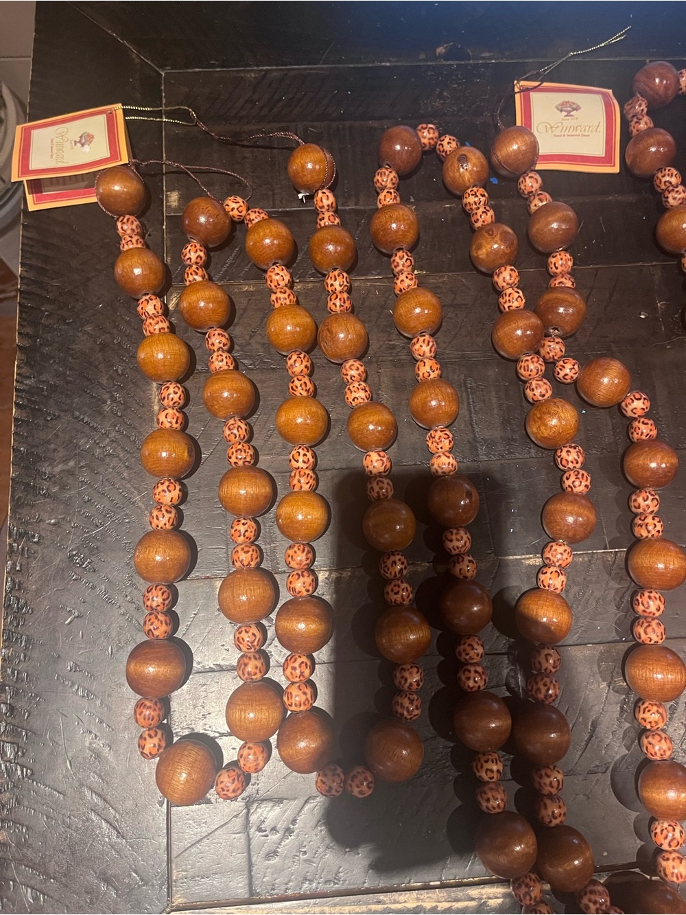 Wooden Bead garland - Brown & Leopard Accent -